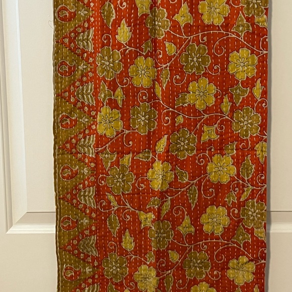 KANTHA SCARF REVERSIBLE TWO SIDED SARI HEAD WRAP DECOR LINEN SARONG - Picture 8 of 10